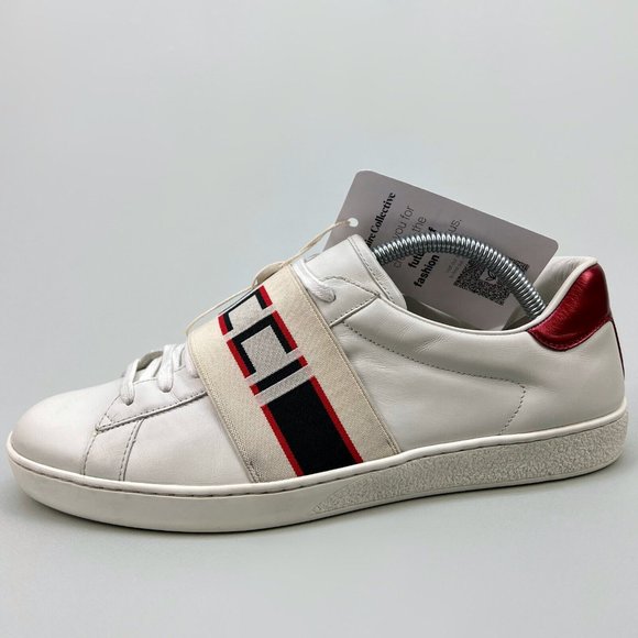 GUCCI Ace Stripe low top sneaker white leather 8 G 8.5 US 42 EUR 523469 - Picture 8 of 14
